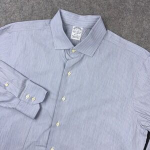 Brooks Brothers Dress Shirt Mens 17 33 Blue Egyptian Cotton Striped Regent USA